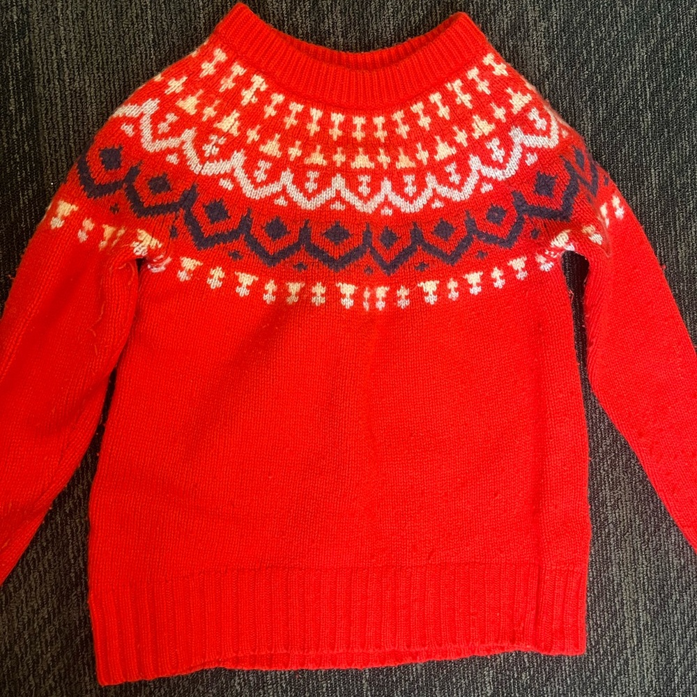 Red Fair Isle Women's Sweater wool J Crew S Holiday Christmas